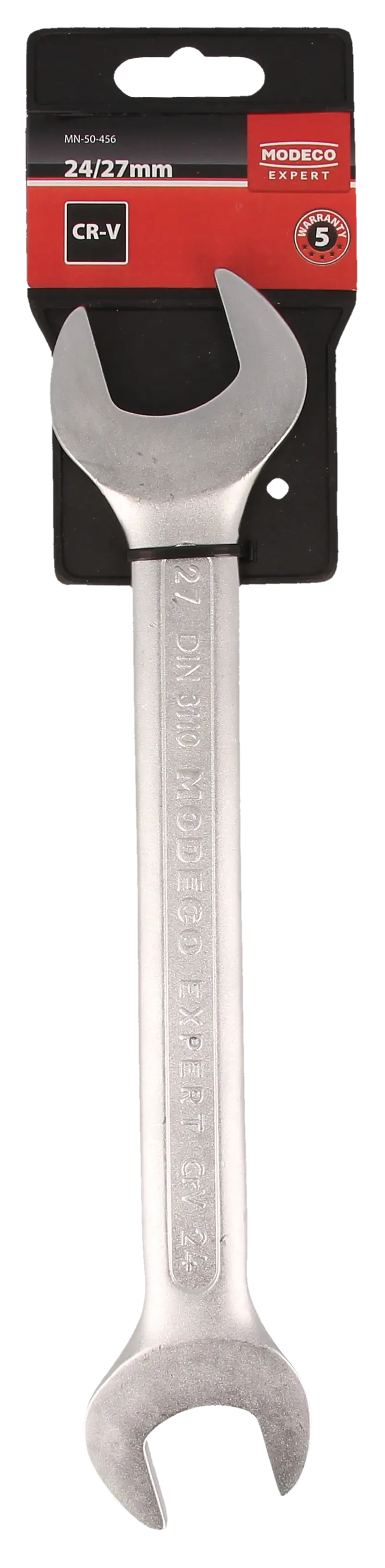 Double open end wrench 24x27 mm Cr-V satin - plastic hanger