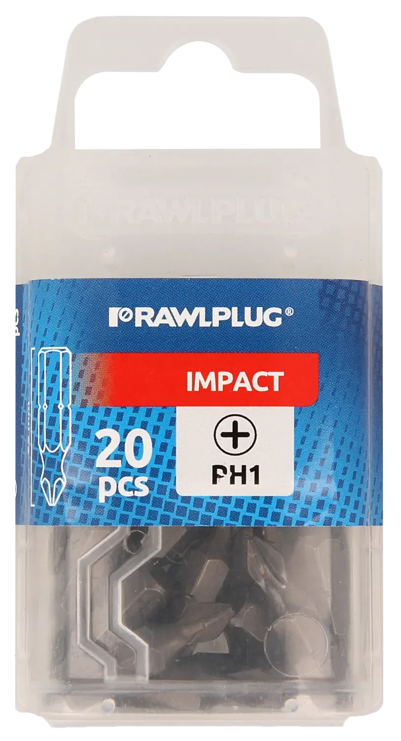 Impact bits Phillips PH1, 25 mm - plastic box - 20 pcs. | RT