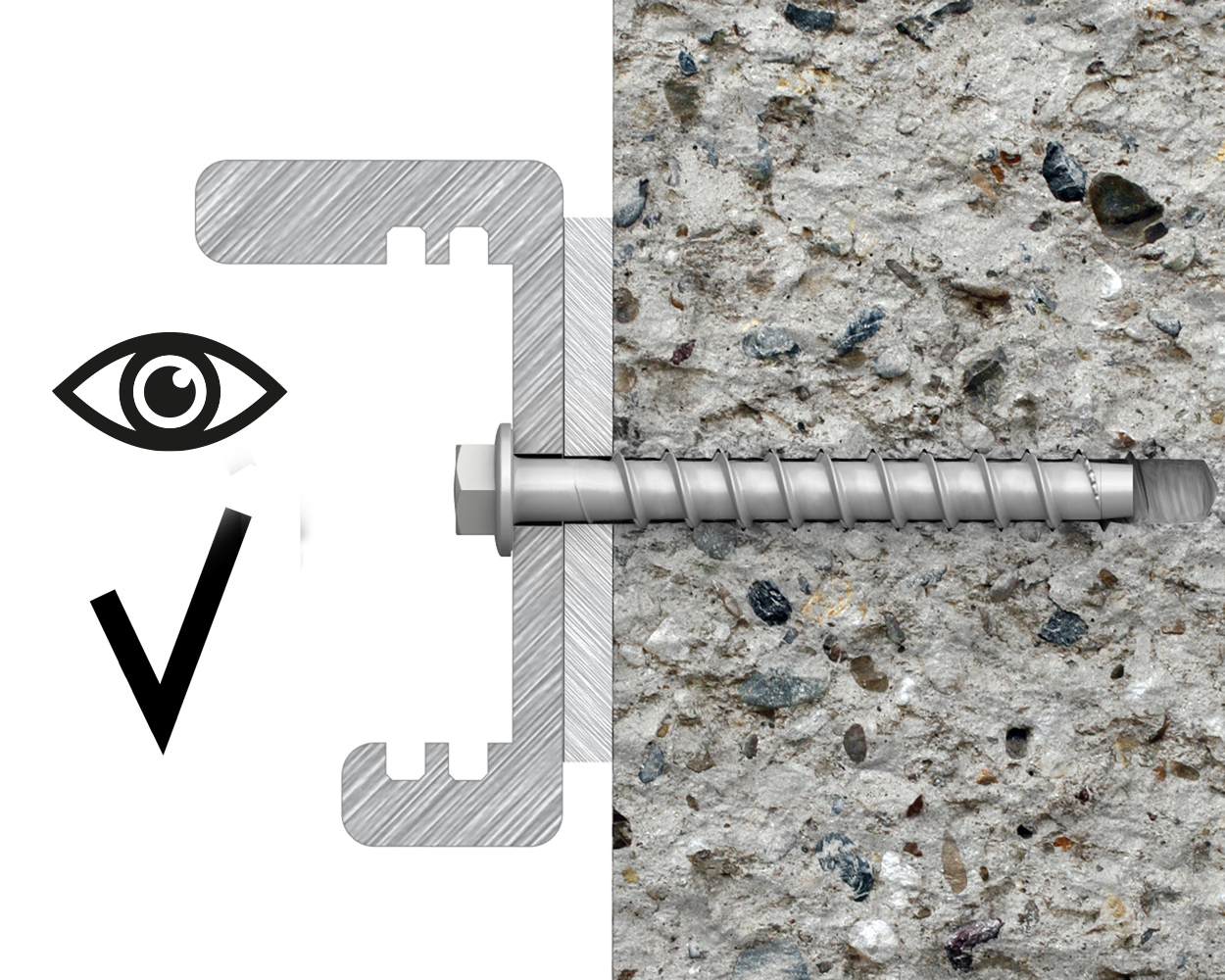 Concrete screw in zinc flake with hexagonal head, induction