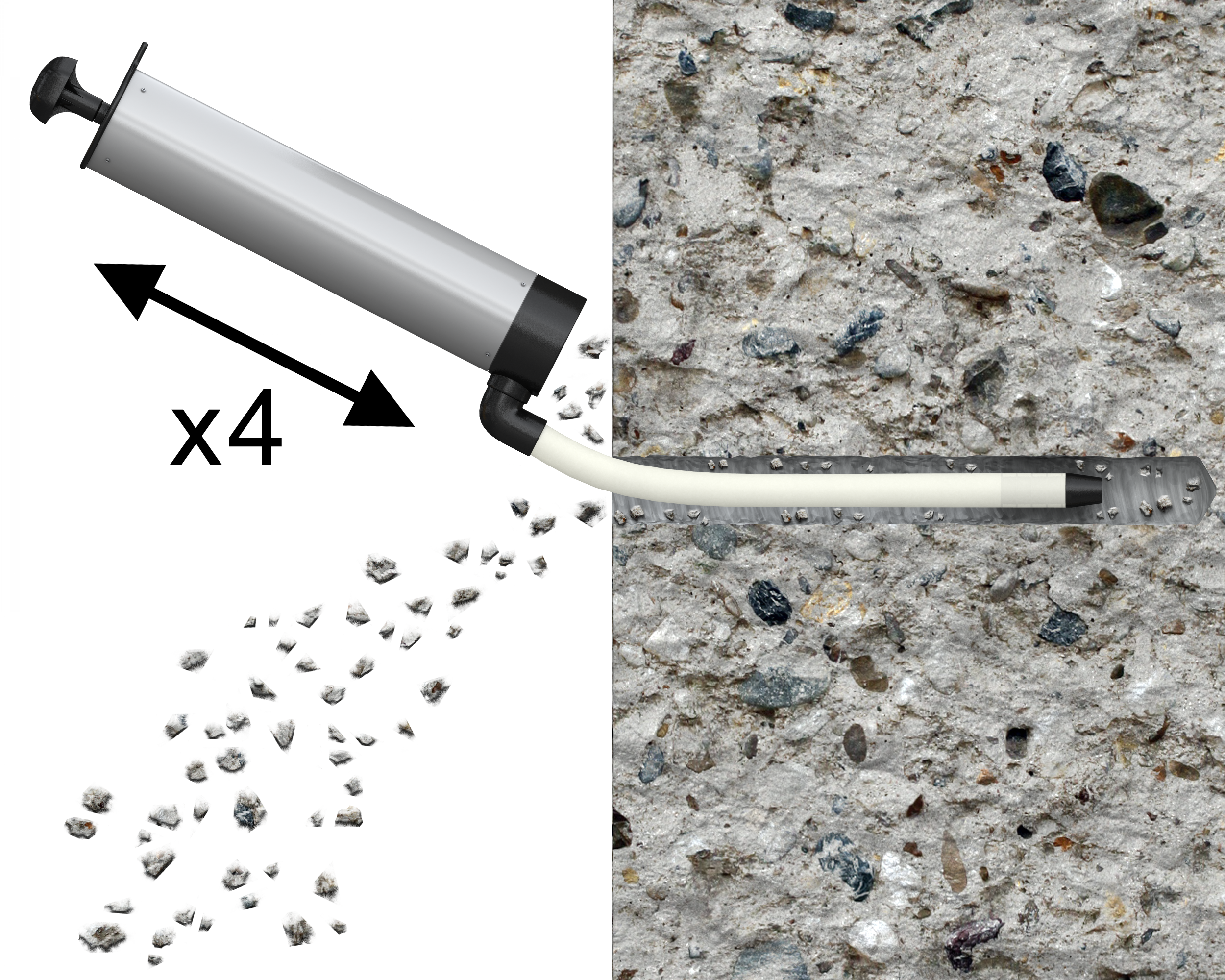 Concrete screw in zinc flake with hexagonal head, induction
