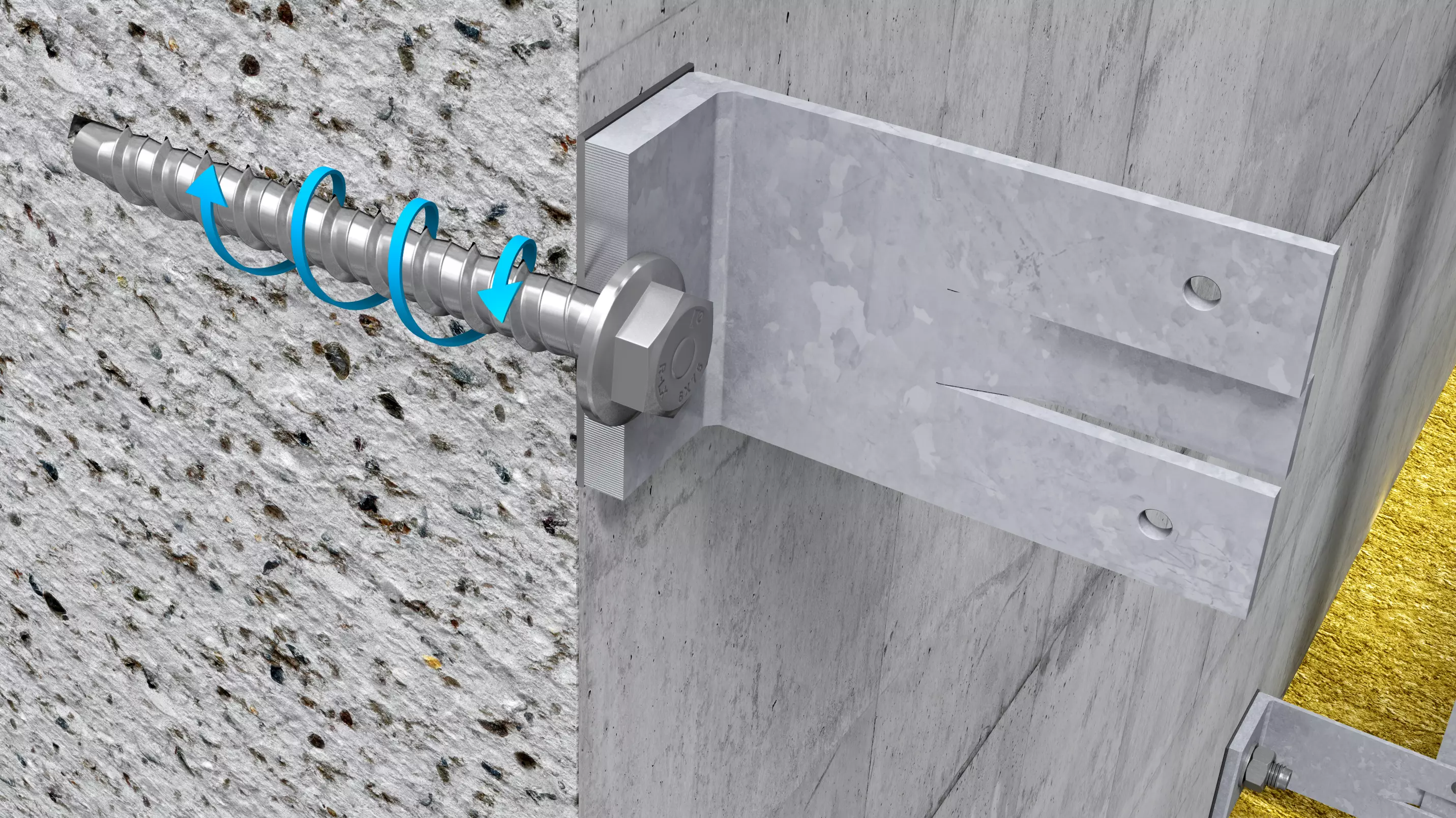 Zinc flake coated hex with flange concrete screw anchor, R